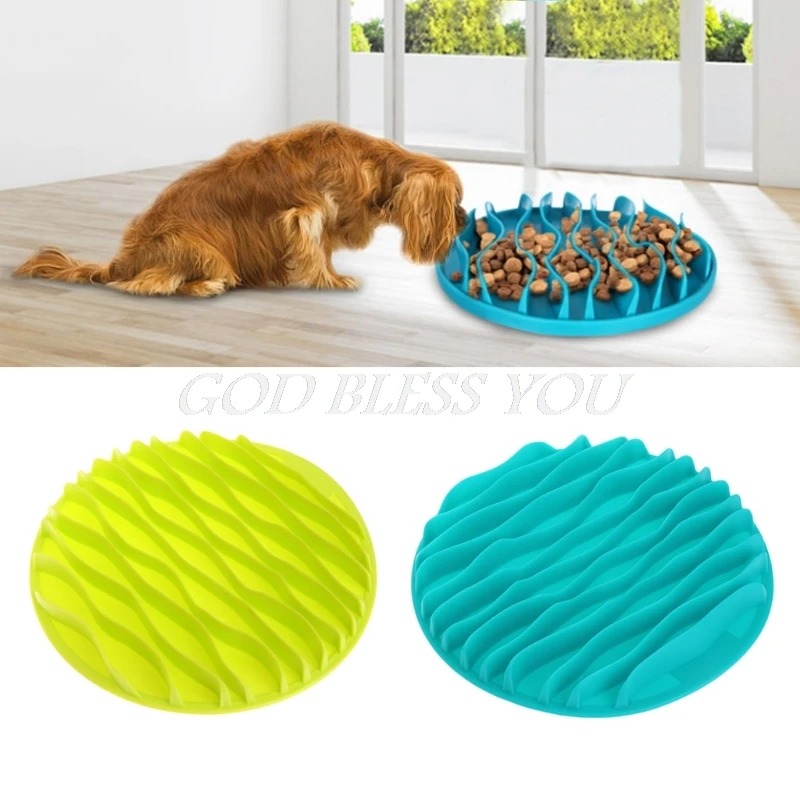 

Pet Dog Kitty Interactive Slow Food Anti Gulp Feed Healthy Anti Slip Dish Feeder Kitten Wave Pattern Cat Bowl Christmas