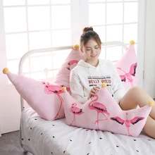 Фламинго изображение Корона Форма Подушка Мягкие животные Подушка Розовые Желтые шарики декоративные с принтом короны плюшевые подушки диван подушка на стул 80 см