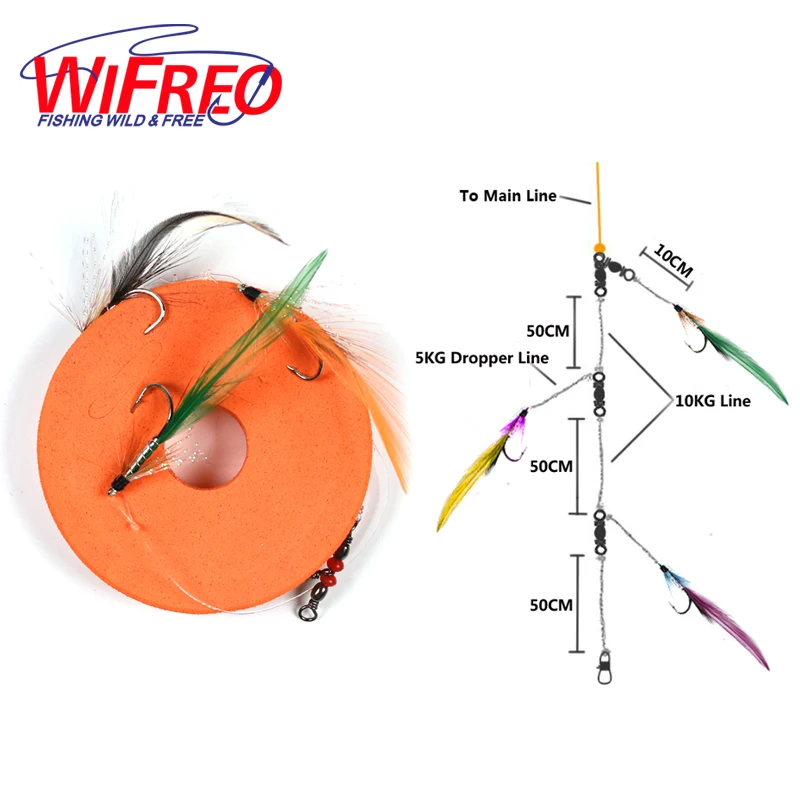 

Wifreo 4Packs #6 3 Flies Jigging Rig Trout Fishing Rigs Streamers Mix Color