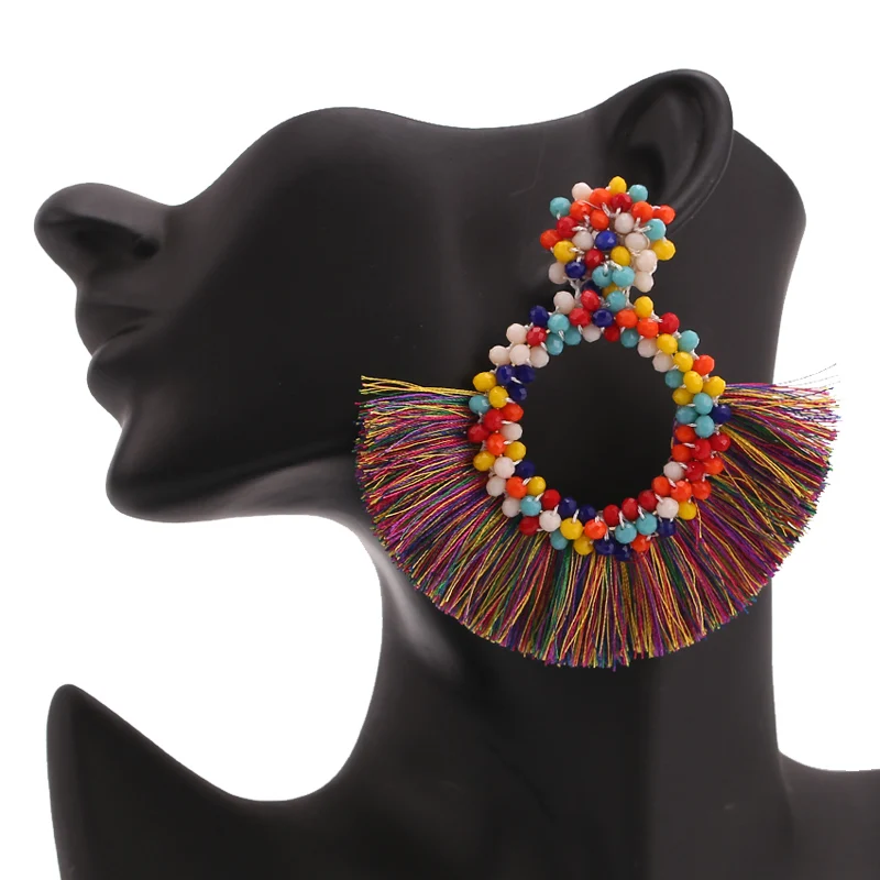 Bohemian Big Tassel Earrings long women pendientes earrings 