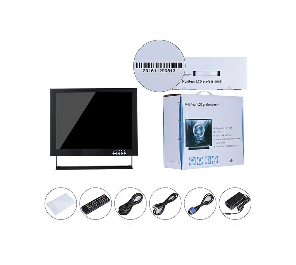 Wearson 12.1 Inch Metal HD LCD Monitor BNC VGA AV HDMI Input 43 1024x768 With VESABracket for PC CCTV Home Security DVD etc (1)