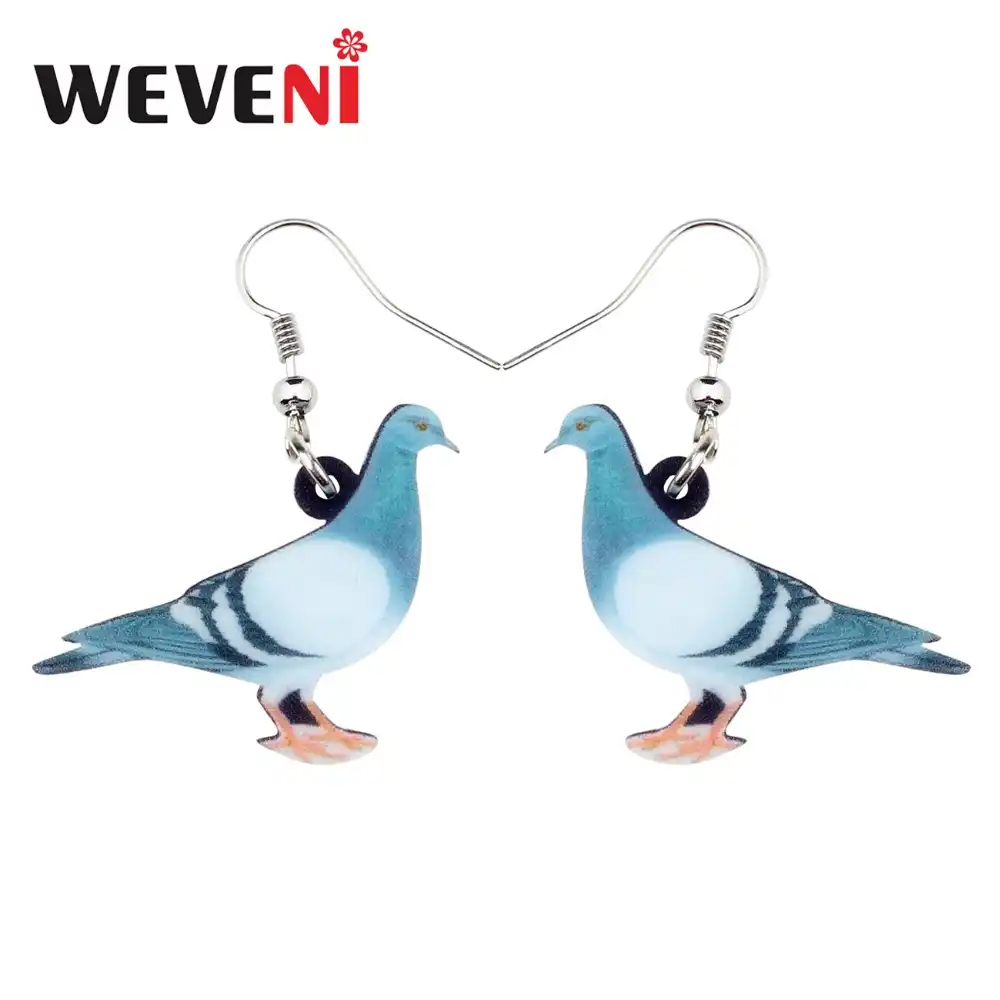 Weveni acrílico anime azul pomba pombo pássaro brincos grande longo balançar gota moda animal jóias para meninas adolescentes crianças presente
