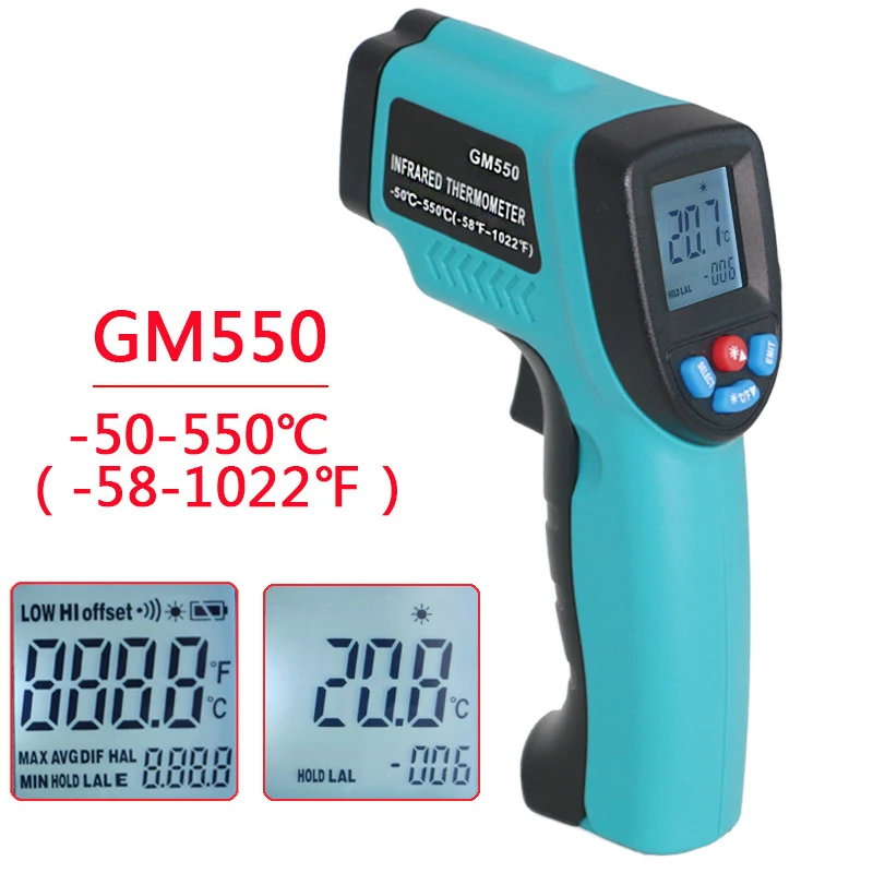 

GM550 -50~550 C Digital infrared Thermometer Pyrometer Aquarium laser Thermometer Outdoor thermometer