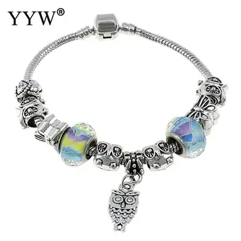 

Trendy Animal Owl Charm Bracelets & Bangles for Women Silver Color European Crystal Beads Bracelets Jewelry Pulsera Girls Gifts