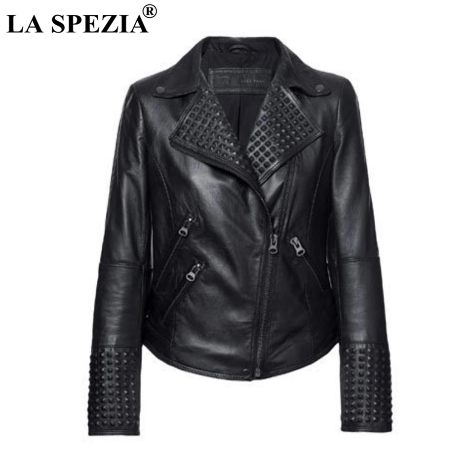 LA SPEZIA Red Jacket Women Biker Motorcycle Coats Leather Female Punk Rock Cuff Zipper Pocket Asymmetrical Autumn Jacket 2019