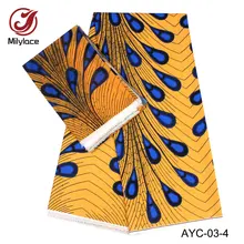 Африканский Воск узор атласная ткань 2 в 1 дизайн цифровой печатный 2 ярдов шифон+ 4 ярдов атласная ткань Нигерия Воск Печатный AYC-03