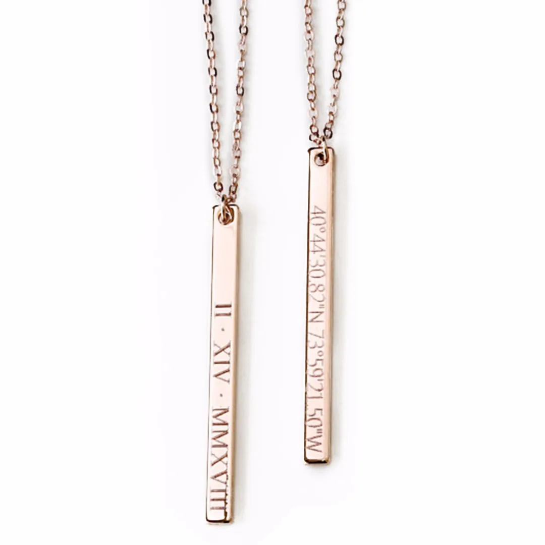 Men Women DIY Personalized Custom Engraved Statement Necklaces & Pendants Jewelry Vintage Name Date Bar Necklace 2019 Shekllhard