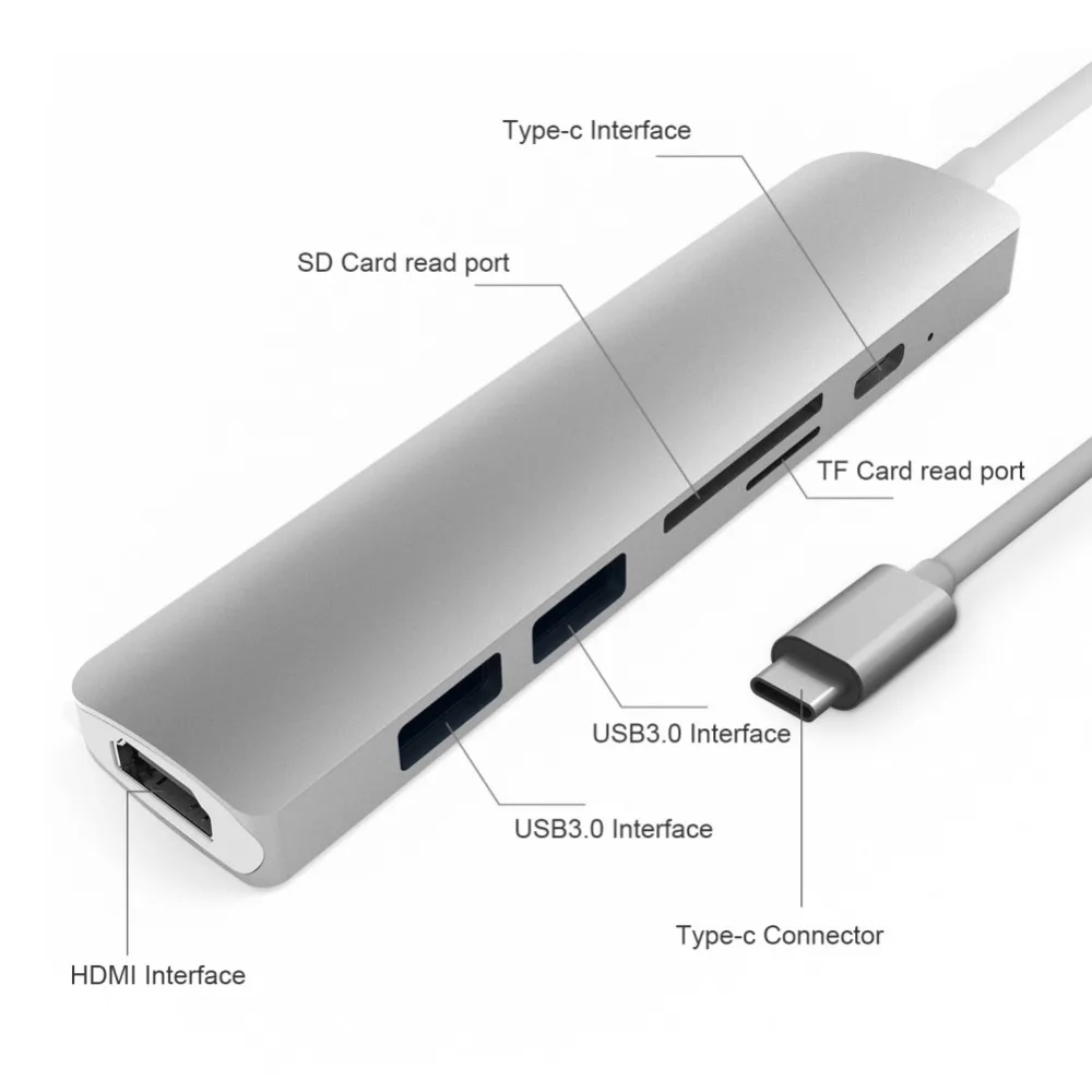 Тип C конвертер USB концентратор для MacBook Pro Thunderbolt 3 USB 3,1 концентратор с SD/Micro SD кардридер+ USB-C зарядное устройство PD Конвертеры