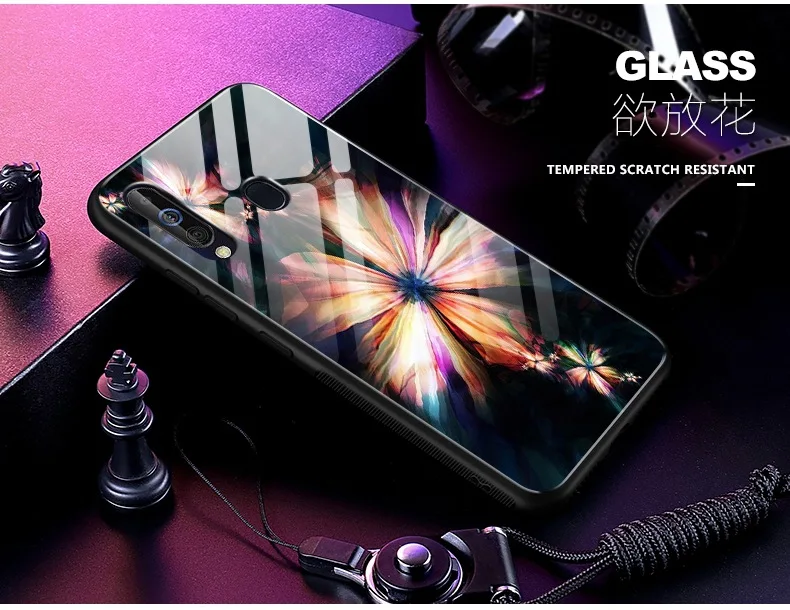 For Samsung Galaxy A60 Case Tempered Glass Glossy Back Cover For Samsung Galaxy A60 SM-A6060 Phone Shell Coque Capa #TG