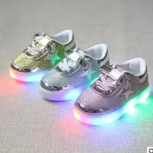 2017 nuevos niños shoes moda lindo zapatillas de deporte del bebé llevó la lámpara de los niños casual shoes tamaño 21-30