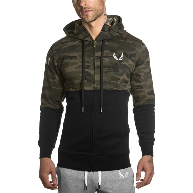 Men GYMHoodies Cotton Sweatshirt Male Tracksuit Hooded Jacket Patchwork Male Hoody Jackets Hoodies