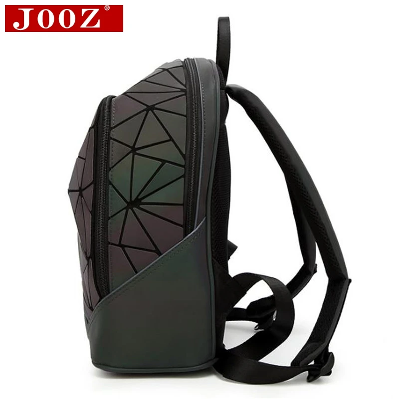 JOOZ أزياء النساء على ظهره PVC هندسية مضيئة على ظهره 2019 جديد السفر أكياس للمدرسة حزمة الثلاثية الأبعاد الظهر