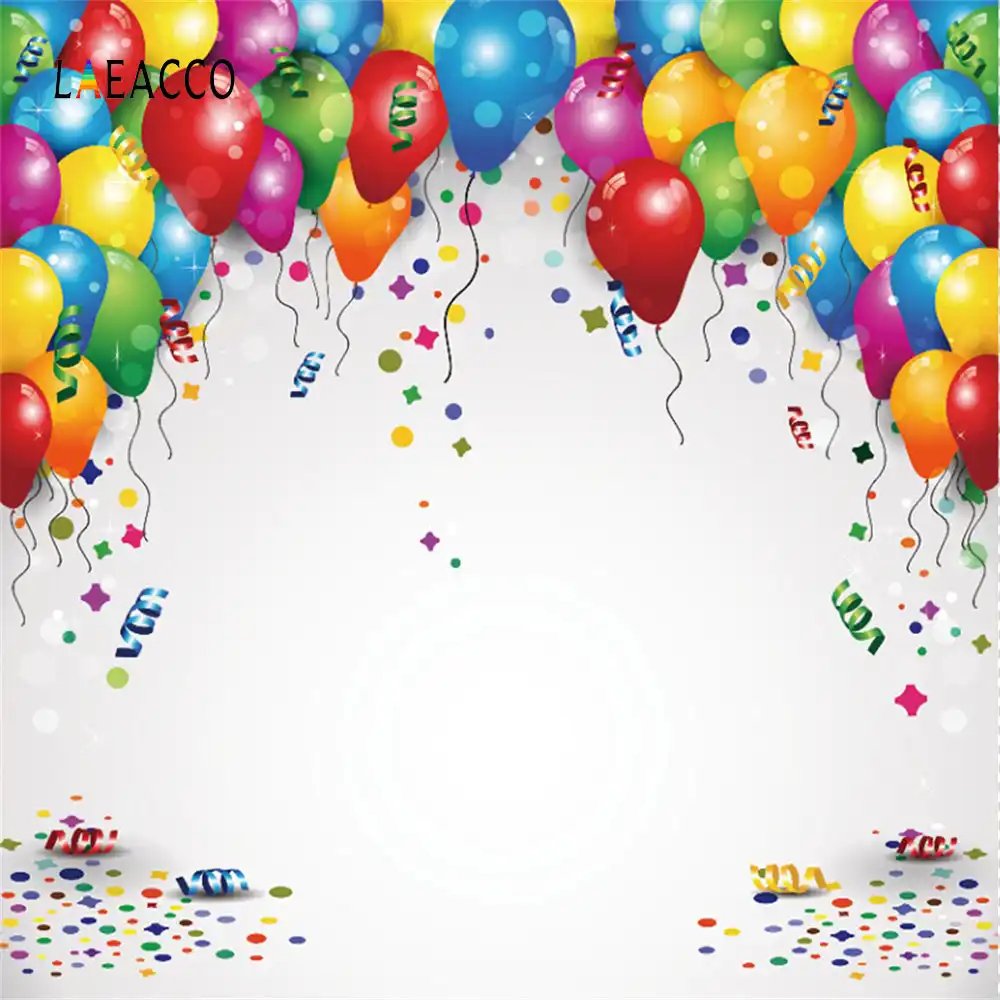 Laeacco Baby 1st Birthday Balloons Brick Wall Wooden Floor Photo