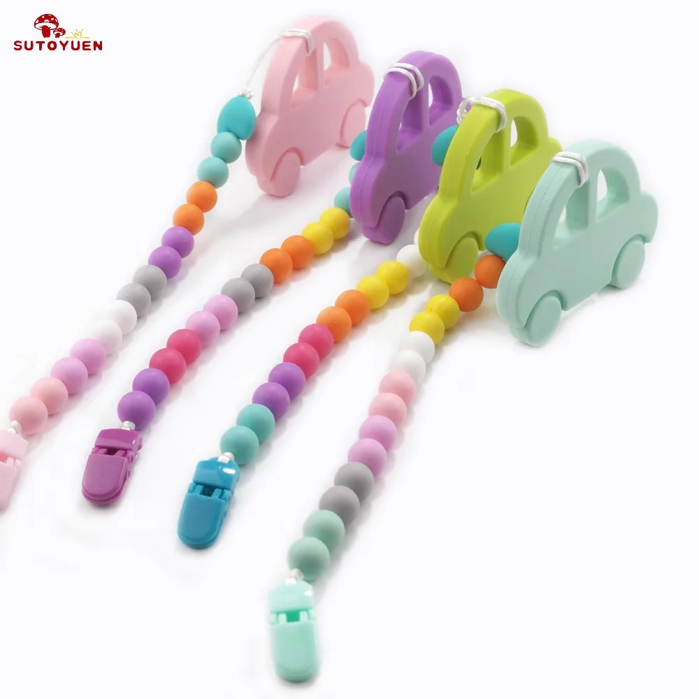 

Sutoyuen Silicone Teething Pendant Silicone Pacifier Clip Chain Car Teether Teething Toys Baby Carrier Teething Accessory