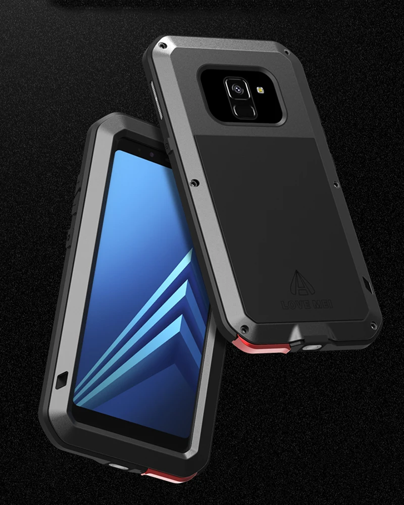 Металлический чехол для Samsung A8 2018 армированный противоударный полноразмерный