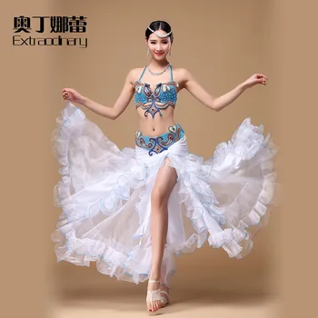 

2018 New Arrival Women High Grade Stage Performance Bellydance Costumes New Belly Dance Bra+belt+skirt Suits Wj01122+q01099