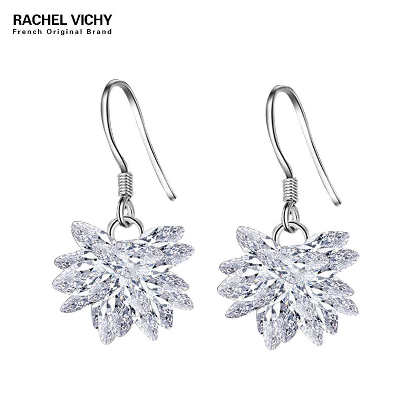 

Brand Fashion Snow Ice Flower CZ Zircon Crystal Drop Earrings for Women Long Rhinestone Earrings Jewelry Gifts Wholesale EH222