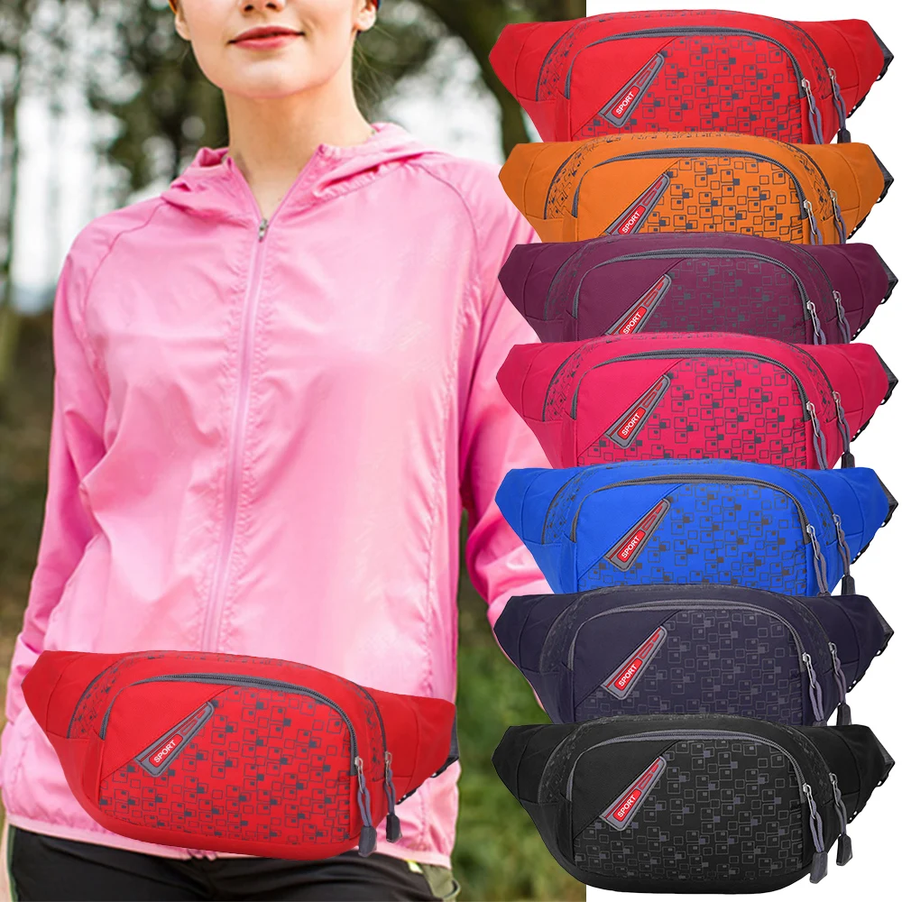 

Running Waist Pouch Bag Sport Belt Women Fashion Purse Mobile Phone Pack Headphone Hole Camping Hiking City Travel Pocket D35