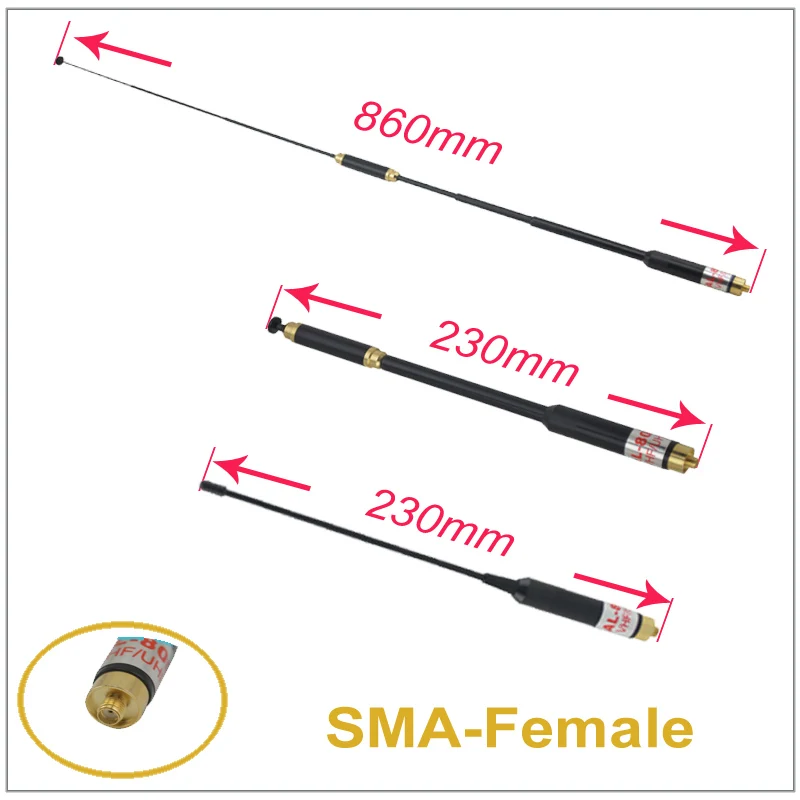 PRYME AL-800 AL 800 AL800 SMA-F SMA-Female телескопическая VHF/UHF Двухдиапазонная Выдвижная антенна с высоким коэффициентом усиления(SMA-Female коннектор