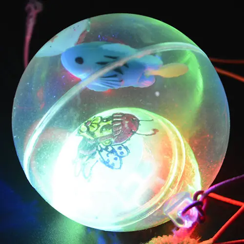 Luminous bouncing ball with elastic string light clear transparent crystal playball children pet toy doggy kids girls boys gift 6