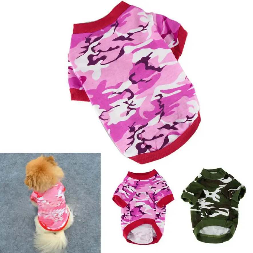 

New Qualified Dropship Pet Dog Cat Camo Clothing Hoody Apparel Puppy Doggy Camouflage Dog Coat Clothes T-shirt XS/S/M/L
