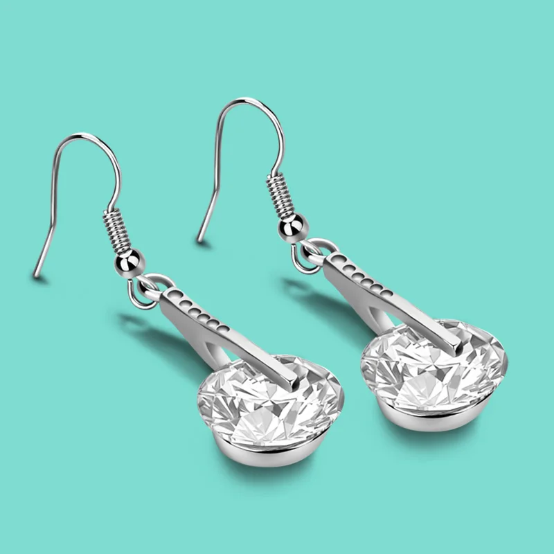 

Female models 925 sterling silver earrings zircon pendant design solid silver earrings charm jewelry a birthday present for girl