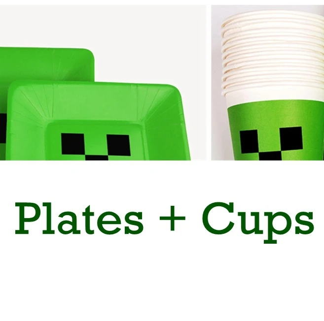Minecraft Dishes Plates Minecraft Cups Birthday Party Christmas Decoration Tableware Kit
