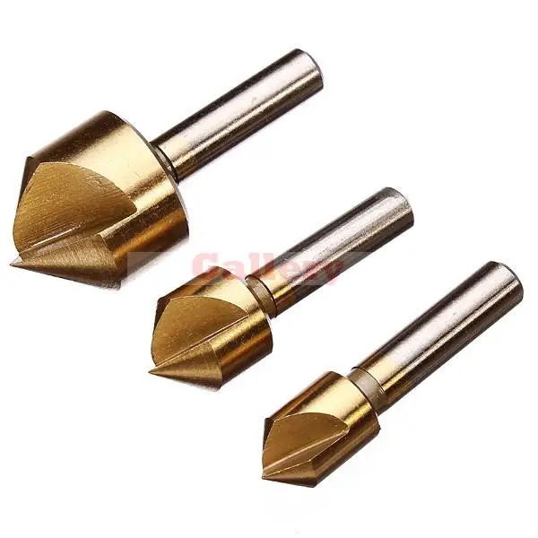 

2 sets/Lot _ 3pcs Single Flute 90 Degree Edge Chamfer Set Countersink Drill Bit