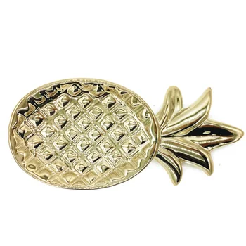

Decorative Gold Leaf Ceramic Plate Dish Porcelain Candy Trinket Dish Jewelry Fruit Serving Tray Storage Plate Crockery Tableware