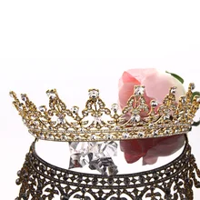 European Design Women Elegant Wedding Bride Crown Headwear Gold Tiaras Cute Head Pin Sweet Hair Jewelry Gift