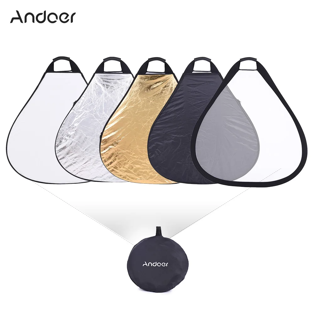 Andoer 30 /76cm 사진 스튜디오 사진 조명 반사경 휴대용 휴대용 삼각형 접이식 5in1 멀티 라이트 반사경