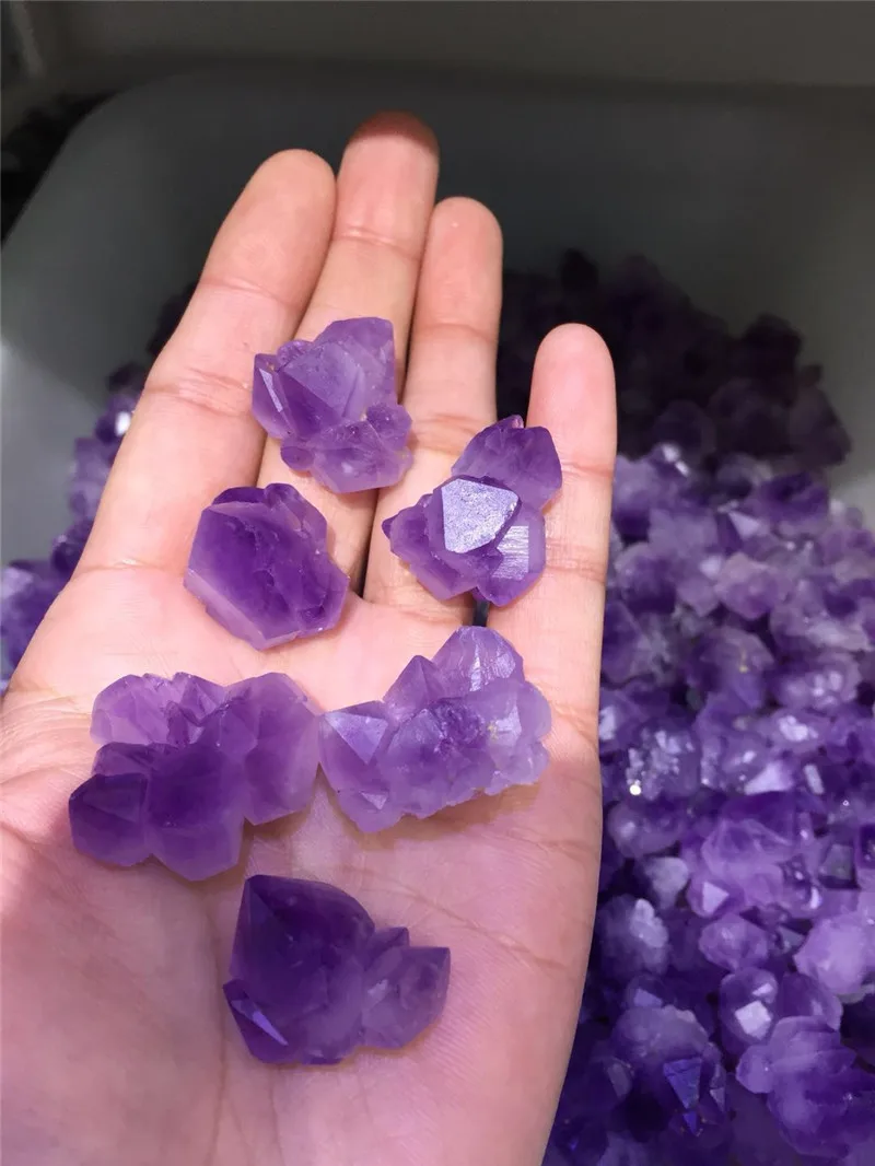 6 pcs energy stone 100 Natural purple amethyst crystal flower mineral