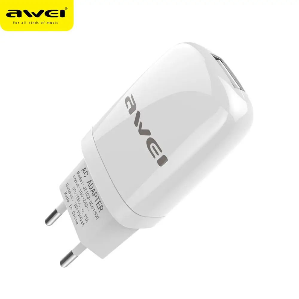 

Awei C-821 Universal USB Quick Charge 100-240V 5V 2.0A for iphone 7 8 6 Plug Phone Fast charger charging for Samsug S8 S9 Huawei