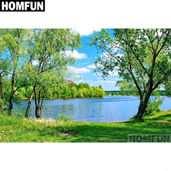 

HOMFUN Paint With Diamond Embroidery "Landscape nature" Diamond Painting Full Square Round Picture Of Rhinestone Decor A01202