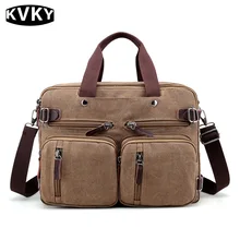 Kvky marca 2017 nuevos hombres de la lona del hombro crossbody bolsos de los hombres bolsos hombre multifunción back pack portátil de viaje ocasional sólido
