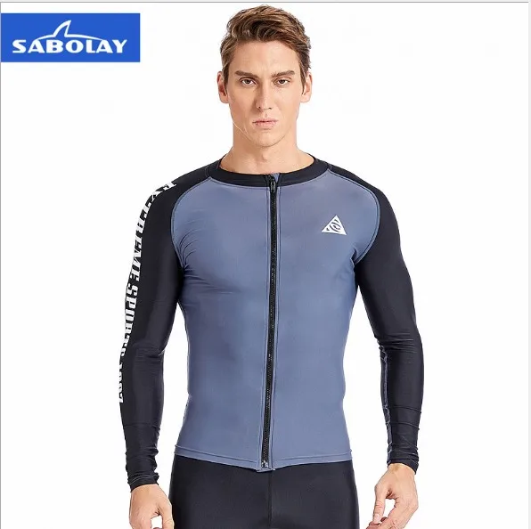 

Sabolay upf50 rashguard long sleeve swimsuit lycra rash guard swimming shirt uv for man surfing clothes men swim jammer