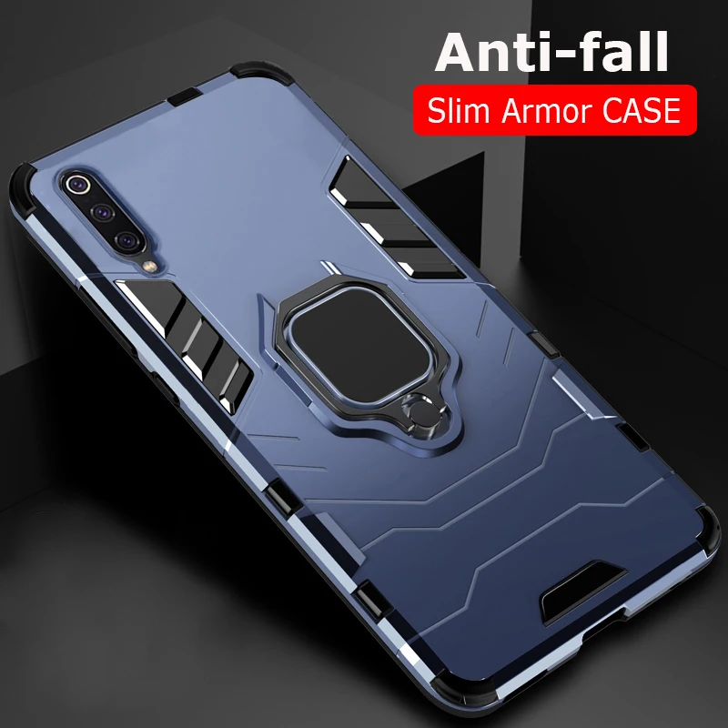 

Luxury Shockproof Armor Phone Case For Xiaomi mi 9 se with Ring Holder Stand Cover Cases For Xiomi mi 9 se Cover Case