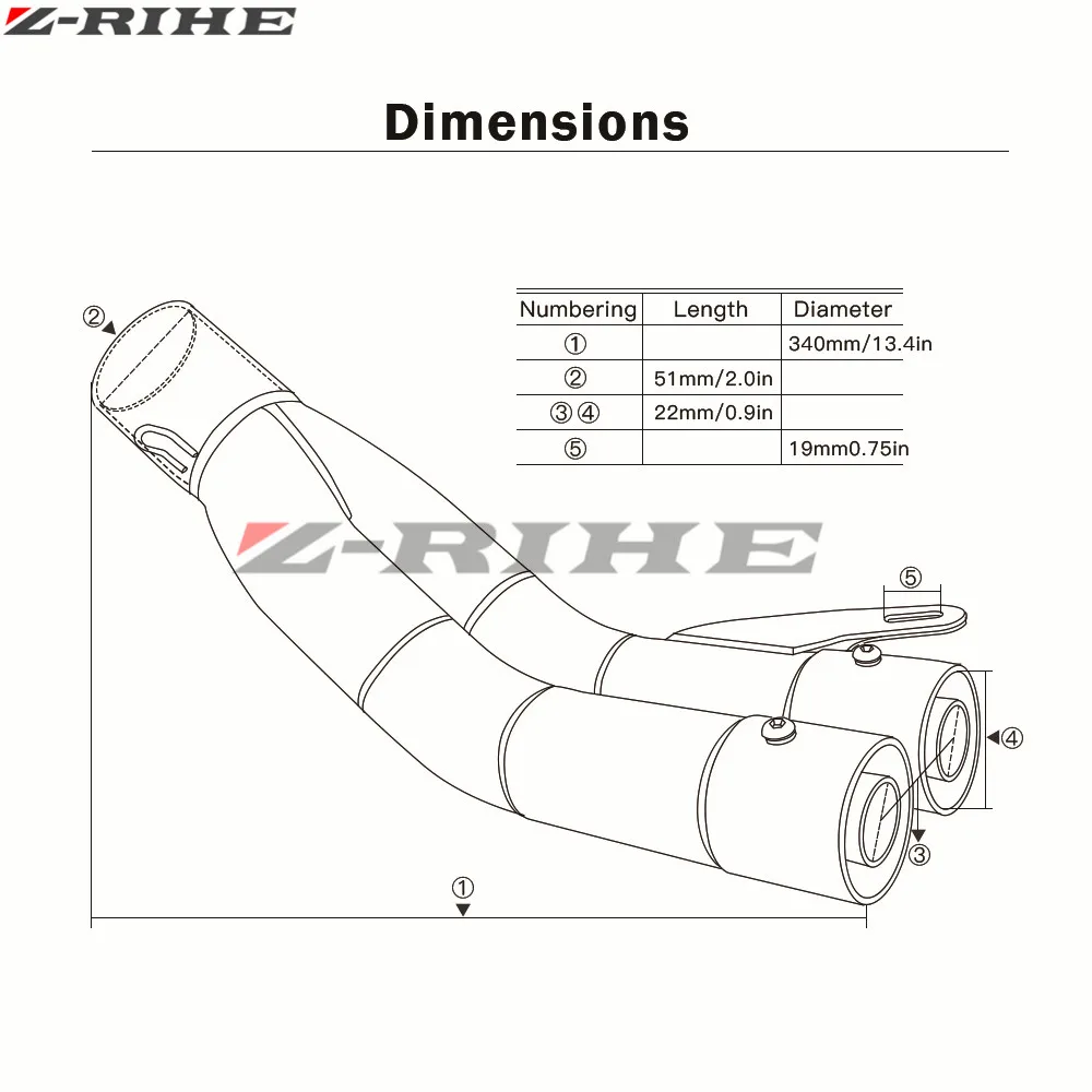 35-51 мм Универсальный мотоцикл двойной глушитель труба для большинства мотоциклов для CBR600 CBR100 MT07 Z800 ninjia er6n z1000