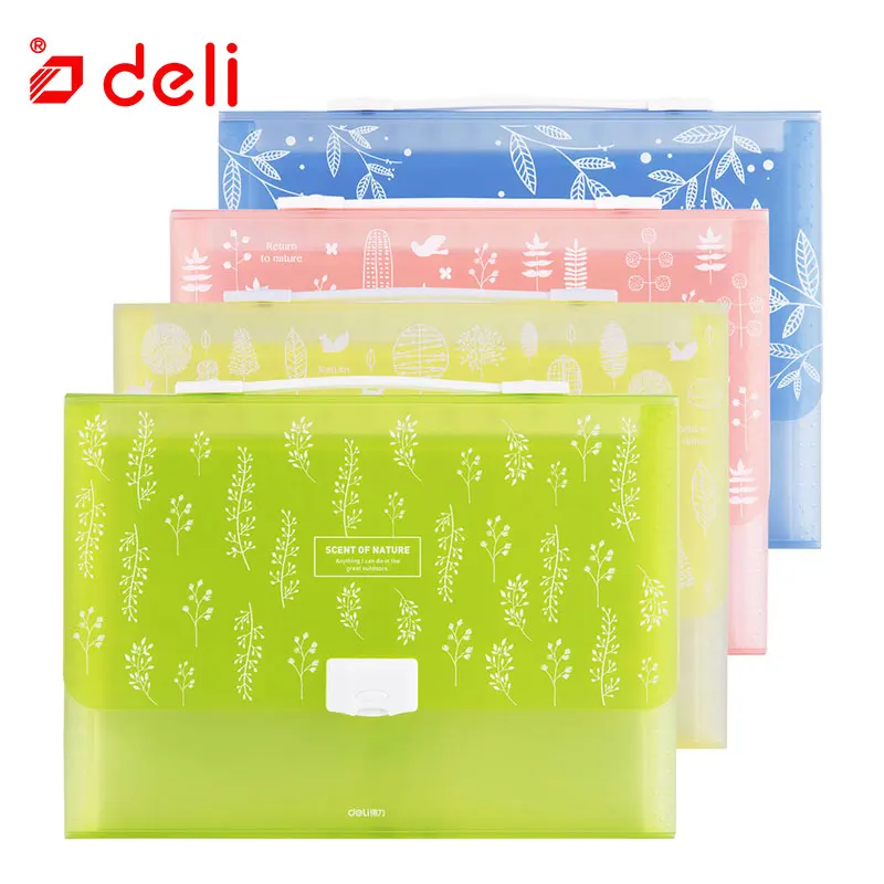 

Deli Candy Color Expanding Wallet Invoice/Bill Filing Bag Document Folder Elastic Band Plastic Material Storage Bag Organizers