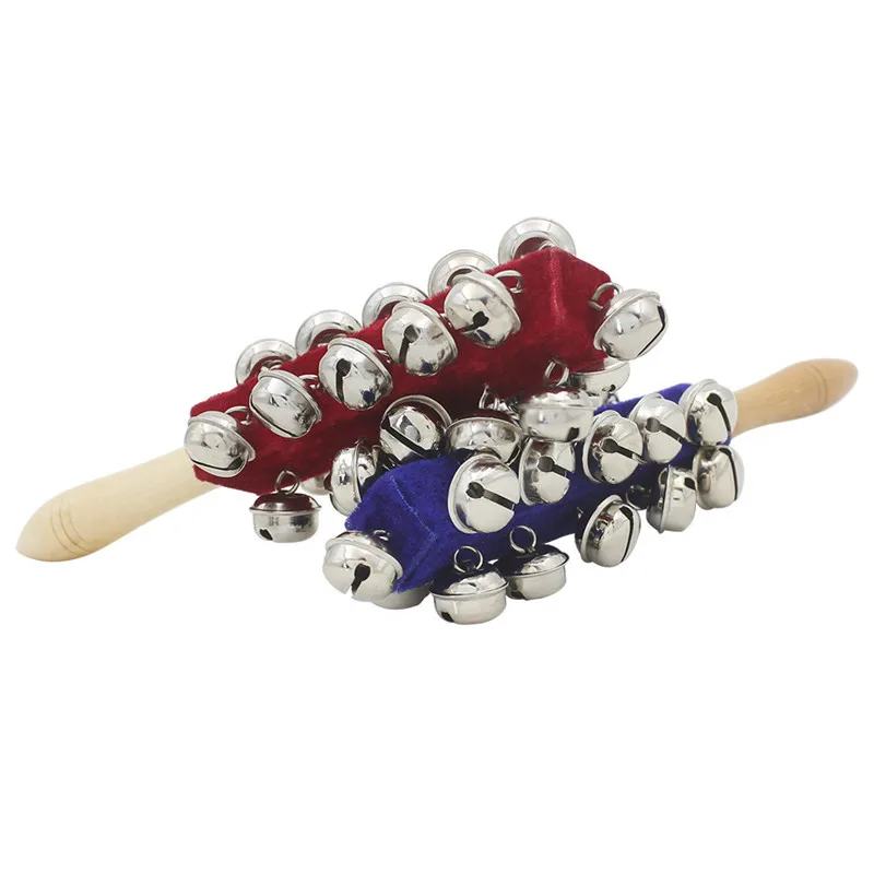 Детская перкуссия музыкальная игрушка ручные деревянные погремушки сани с колоколами палочка с металлическими Jingles мяч