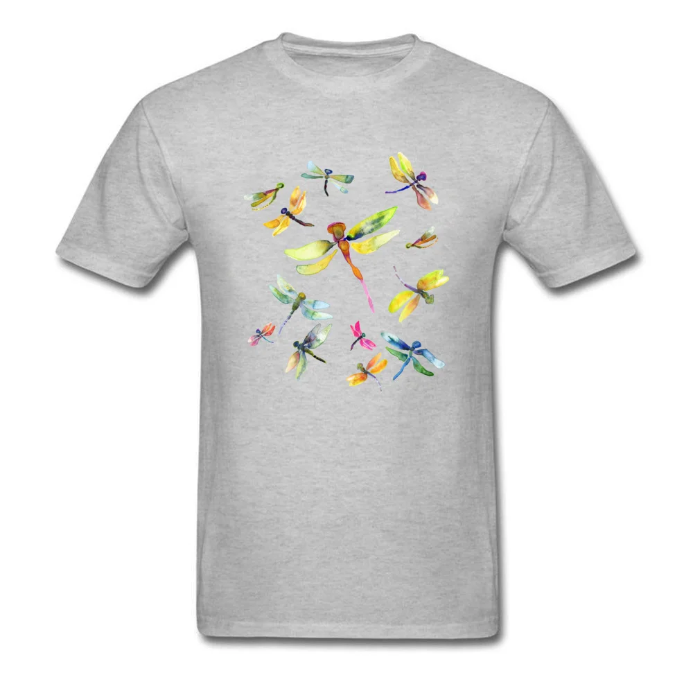 T Shirt Dragonfly Dance Summer Cute Slim Fit Short Sleeve 100% Cotton Crewneck Men Tshirts Slim Fit Tops Shirt Dragonfly Dance grey