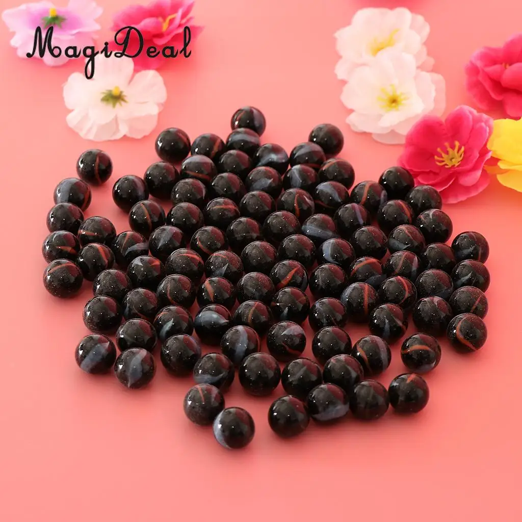90PCS 16mm Colorful Glass Marbles, Kids Marble Run Game, Marble Solitaire Toy Accs Vase Filler & Fish Tank Home Decor - Black