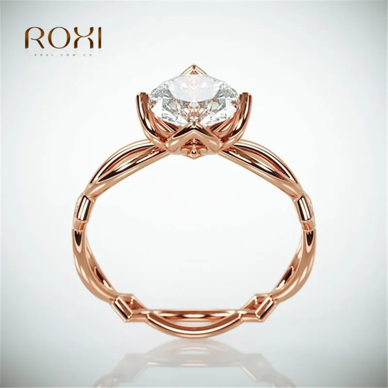 

AAA Cubic Zircoina Rose Gold Color Flower Finger Rings for Women White Fire Opal Wedding Jewelry Anel anillos bague femme Z4