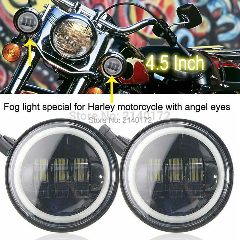 

Pair 4.5inch led fog light 30W led Auxiliary Driving lamp headlight halo ring Fit most harley Motorcycle