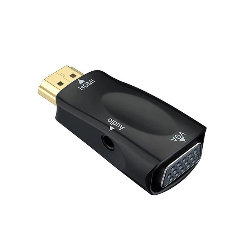 HDMI штекер VGA 15 Pin Женский адаптер аудио кабель конвертер FHD 1080P 720P 480P для ПК ноутбука ТВ коробка компьютер дисплей проектор - Цвет: Black