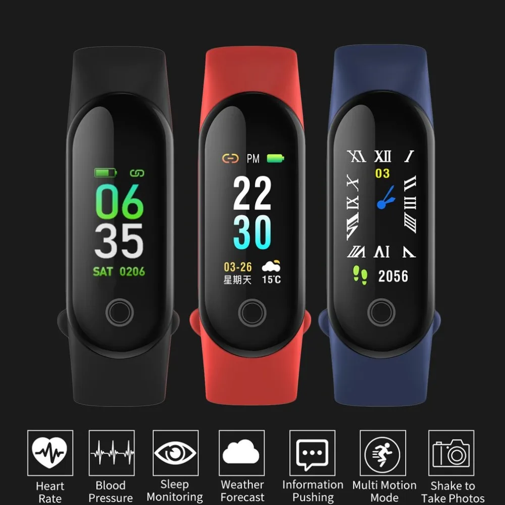 M30 Smart Bracelet IP67 Wristband Heart Rate Monitor Blood Pressure Bracelet Fitness Tracker Weather Display Bracelet
