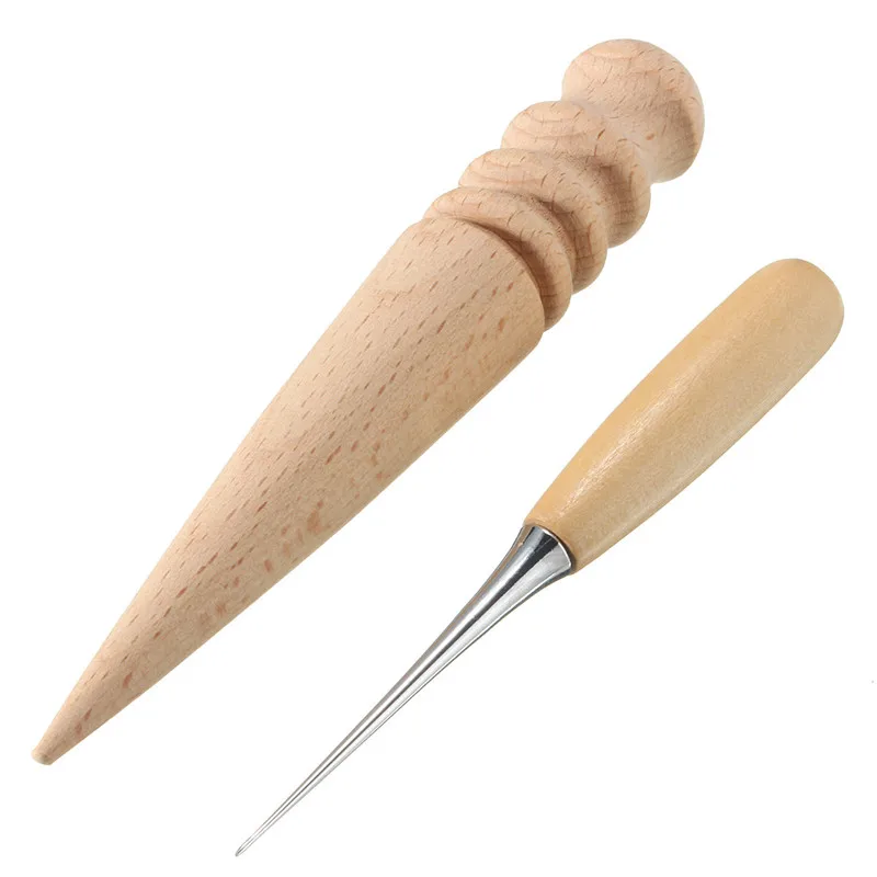 

Best Price Leathercraft Hand Sewing Tool Adjustable Leather Edge Slicker Round Wood Kit Awl Punch Groover Skiving Knife Tool