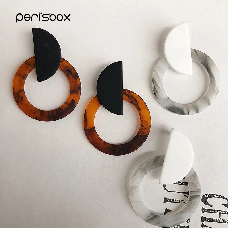 Женские винтажные акриловые серьги кольца Peri'sBox круглые с полукруглыми