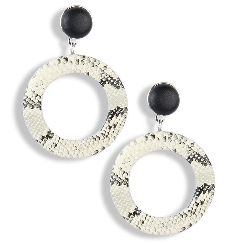 

Vintage snake print Drop Earrings Women Round Dangle Earring Hanging Statement earings 2019 Statement Jewelry bold Party Gifts