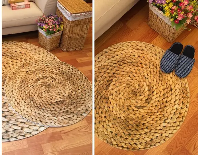 Японский коврик из соломы с 3D принтом круглые коврики для детской комнаты Коврик